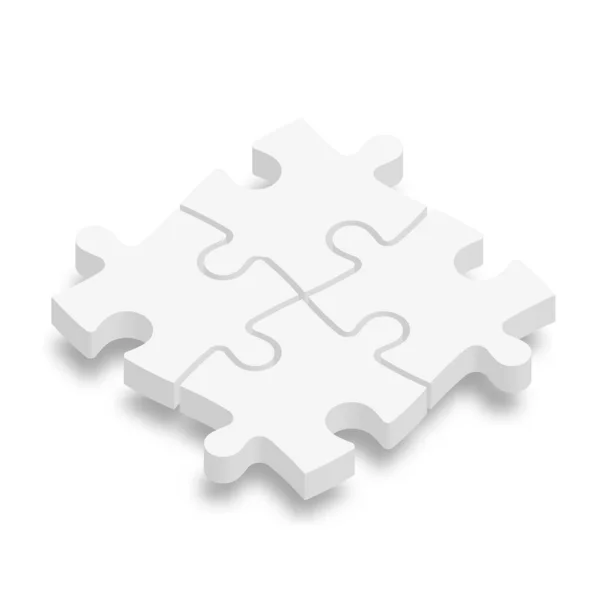 흰색 3 차원 퍼즐 조각입니다. 팀 협력, 팀워크, 솔루션 사업 테마. 그림자가 있는 벡터 일러스트 — 스톡 벡터