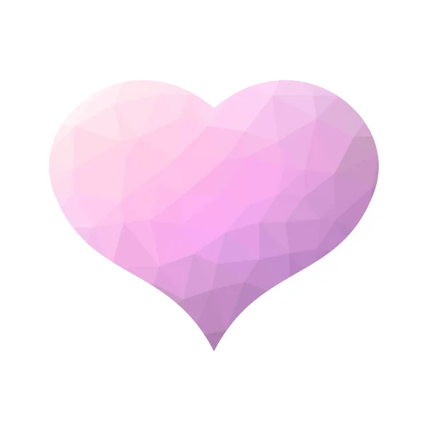 Różowe niskie serce z poli. Symbol miłości i Walentynki. Ilustracja wektora — Wektor stockowy