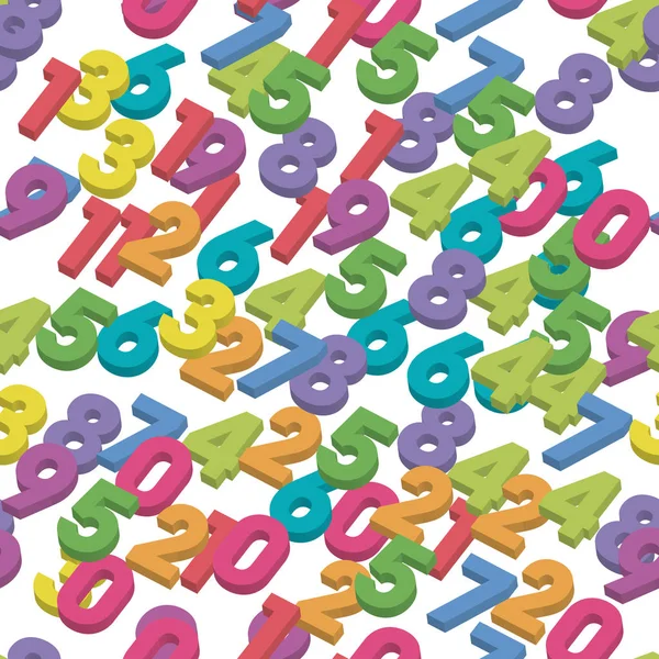 Mozaïek van kleurrijke 3d cijfers. Achtergrond van de nummers. Vector naadloos patroon — Stockvector
