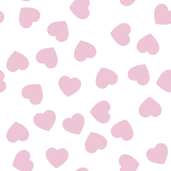 Roze harten naadloze patroon. Willekeurige verspreide harten achtergrond. Liefde of Valentine thema. Vectorillustratie — Stockvector