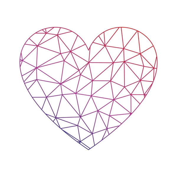 Low poly net heart. Symbol of love and St Valentines Day. Vector illustration — Stock Vector