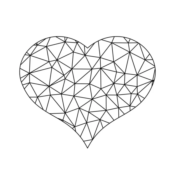 Coração de rede poli baixo. Símbolo de amor e Dia de São Valentim. Ilustração vetorial — Vetor de Stock