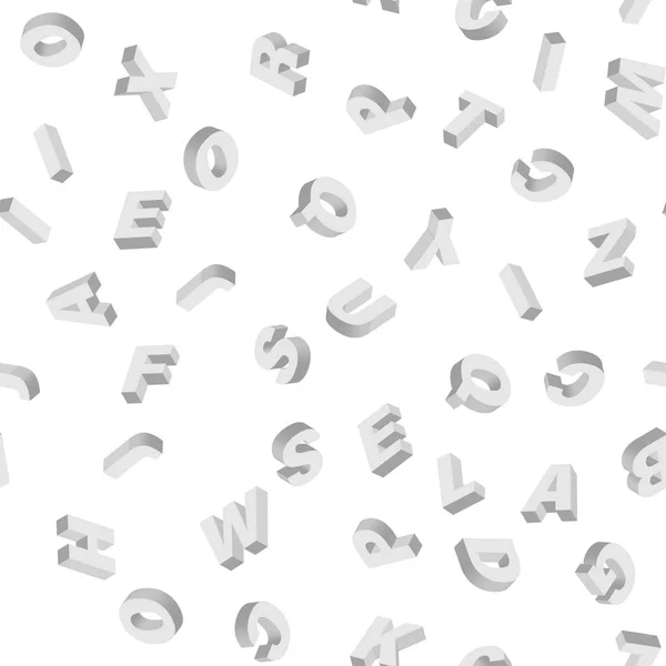 Мозаика белых трехмерных букв. Векторный бесшовный шаблон — стоковый вектор