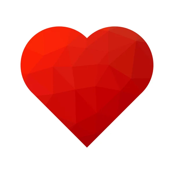 Czerwone, niskie serce z poli. Symbol miłości i Walentynki. Ilustracja wektora — Wektor stockowy