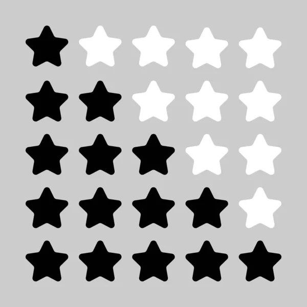 5 stjärnig betygsättning. Enkla rundade former i svart och vitt — Stock vektor