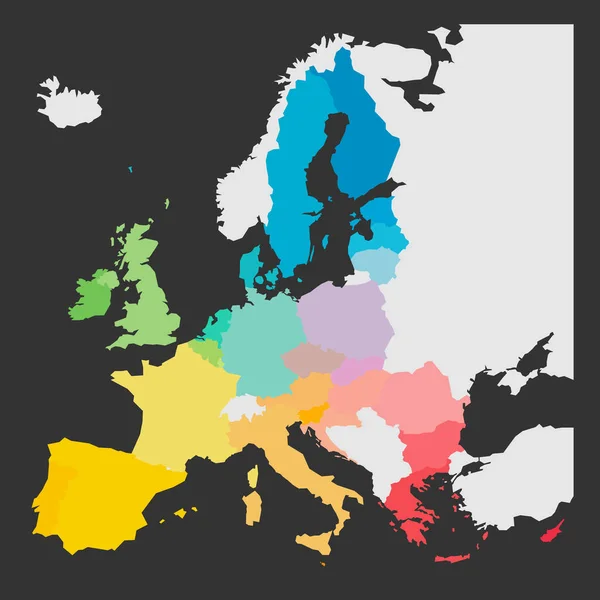 Bunte Karte der Europäischen Union, EU, Mitgliedsstaaten — Stockvektor