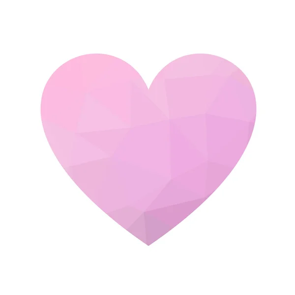Różowe niskie serce z poli. Symbol miłości i Walentynki. Ilustracja wektora — Wektor stockowy