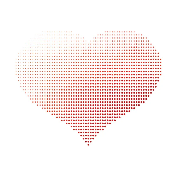 Cuore punteggiato di rosso. Tema di San Valentino. Design vettoriale del gradiente di mezzitoni semplice — Vettoriale Stock