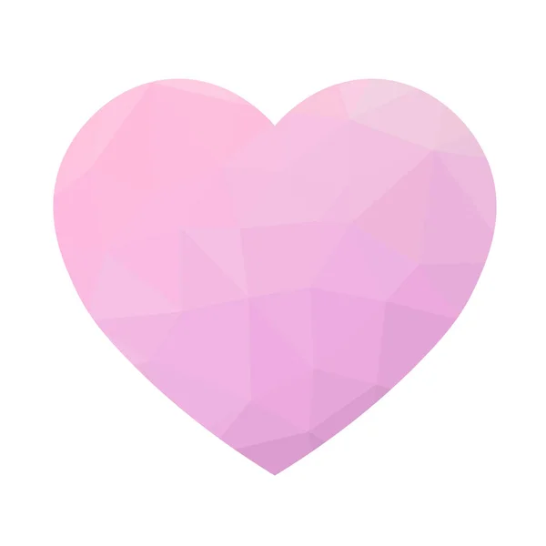 Coração poli baixo rosa. Símbolo de amor e Dia de São Valentim. Ilustração vetorial — Vetor de Stock