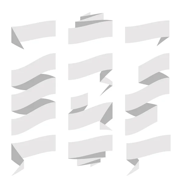 Ensemble de bannière de ruban plié. Collection de gabarits d'étiquettes grises. Illustration vectorielle — Image vectorielle