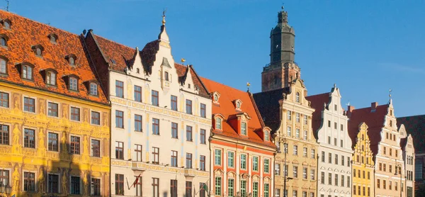 Colorful facade houses at Market Square in Wroclaw, Poland — 스톡 사진