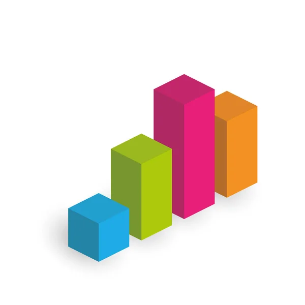 Bar chart of 4 columns. 3D isometric colorful vector graph — 스톡 벡터