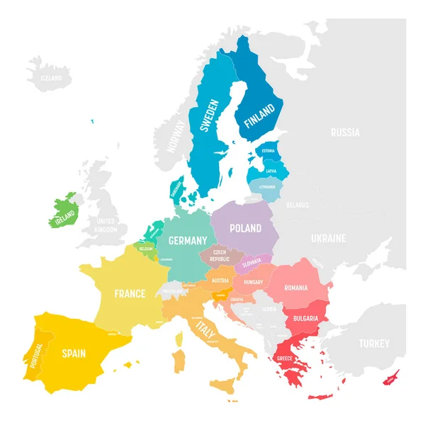 Colorido mapa vectorial de la UE, Unión Europea. Estados miembros después del brexit en 2020 — Vector de stock