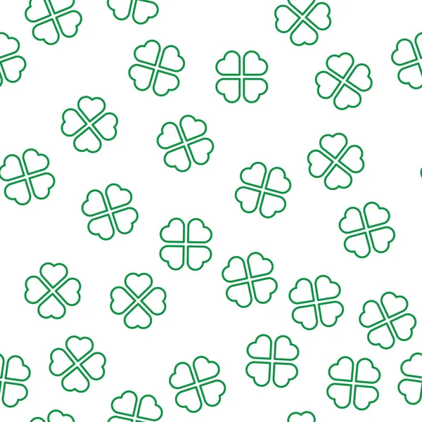 Yeşil yonca pürüzsüz desen. Dört yapraklı yoncaların geçmişi. Basit düz vektör çizimi — Stok Vektör