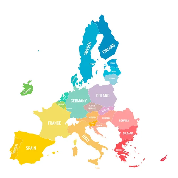 Colorful vector map of EU, European Union. Member states after brexit in 2020 — Stock vektor