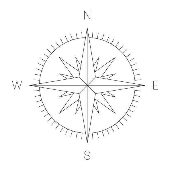 Brújula rosa - carta náutica. Equipo de viaje que muestra la orientación de las direcciones del mundo: norte, este, sur y oeste. Ilustración simple vector plano — Vector de stock