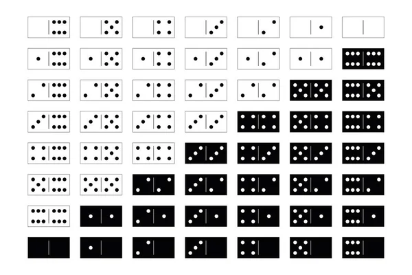 28タイルのドミノセット。黒と白の2つのパッケージ。シンプルなフラットベクトルイラスト — ストックベクタ