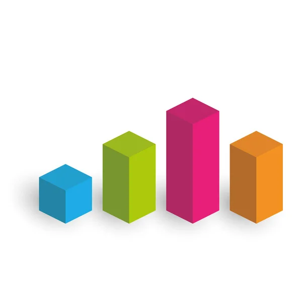 Bar chart of 4 columns. 3D isometric colorful vector graph — 스톡 벡터