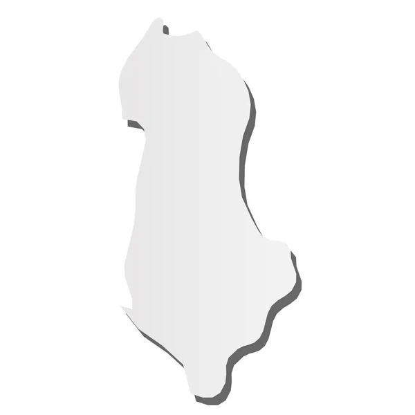 Albania - mapa de silueta gris en 3D de la zona de campo con sombra caída. Ilustración simple vector plano — Vector de stock