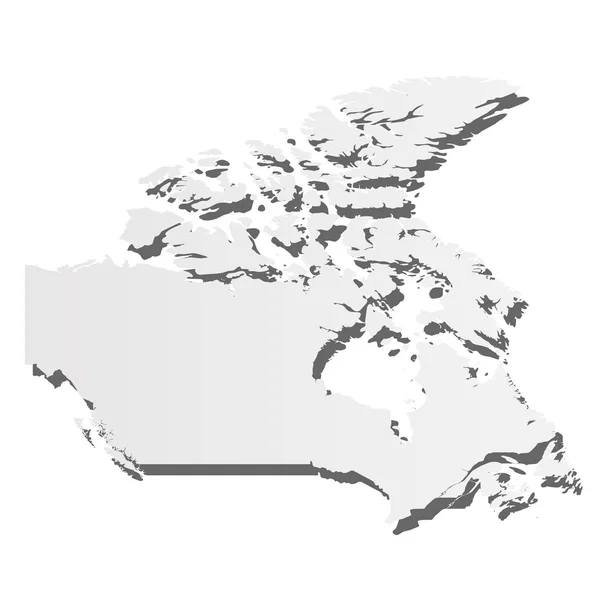 Canada - carte de silhouette grise en 3D de la région du pays avec ombre portée. Illustration vectorielle plate simple — Image vectorielle