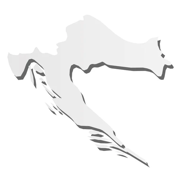 Kroatië - grijze 3d-achtige silhouet kaart van het platteland met schaduw. Eenvoudige platte vector illustratie — Stockvector