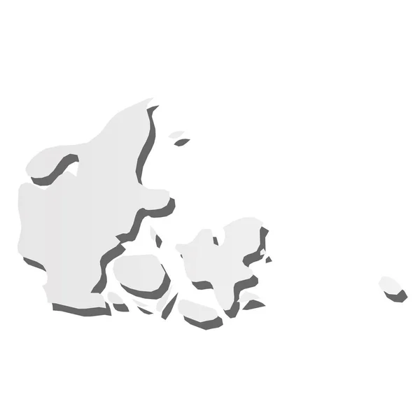 Dinamarca - mapa de silueta gris en 3D de la zona de campo con sombra caída. Ilustración simple vector plano — Vector de stock