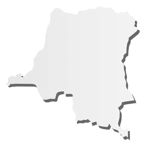 República Democrática del Congo - mapa de silueta gris en 3D de la zona del país con sombra caída. Ilustración simple vector plano — Archivo Imágenes Vectoriales
