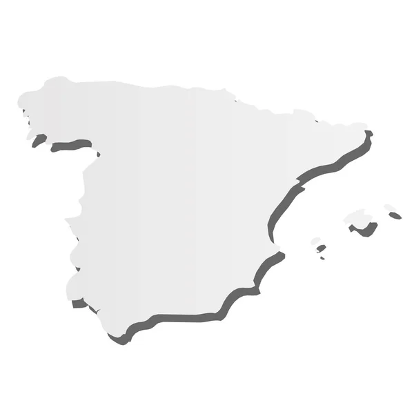 Spanyolország - szürke 3d-szerű sziluett térképe ország területén lehullott árnyék. Egyszerű lapos vektor illusztráció — Stock Vector