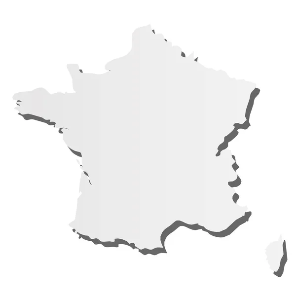Franciaország - szürke 3d-szerű sziluett térképe ország területén lehullott árnyék. Egyszerű lapos vektor illusztráció — Stock Vector