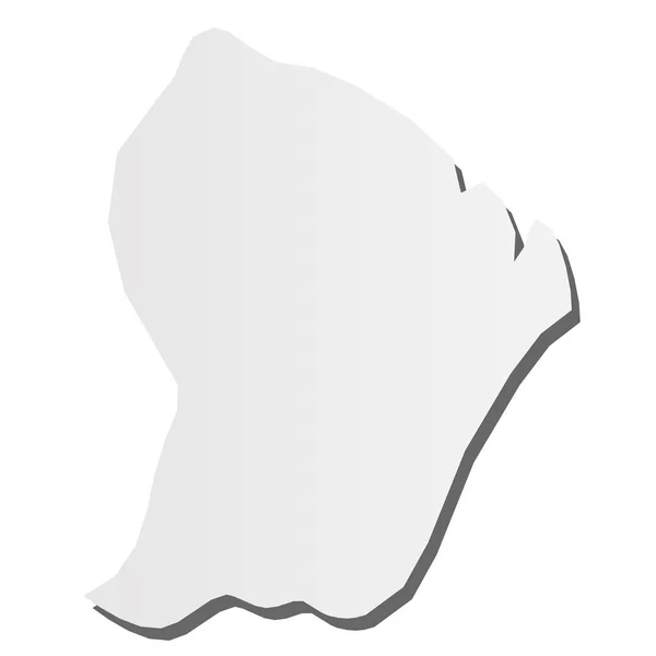 Guayana Francesa: mapa de silueta gris en 3D de la zona rural con sombra caída. Ilustración simple vector plano — Vector de stock
