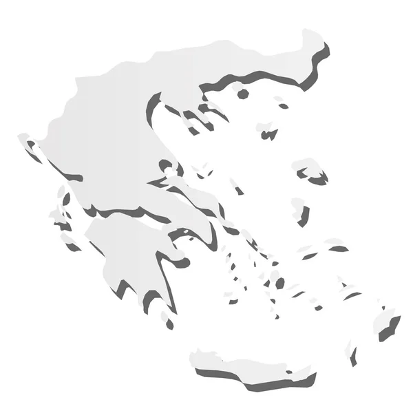 Grecia - mapa de silueta gris similar a 3d de la zona de campo con sombra caída. Ilustración simple vector plano — Vector de stock