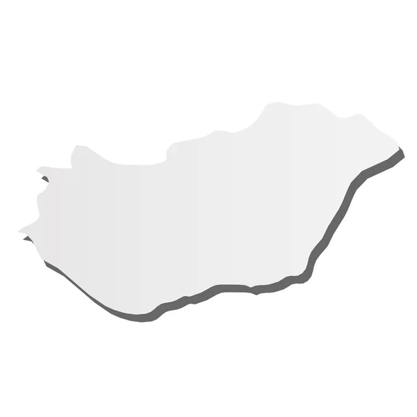 Maďarsko - šedá 3d-like silueta mapa krajiny s vrhaným stínem. Jednoduchá plochá vektorová ilustrace — Stockový vektor