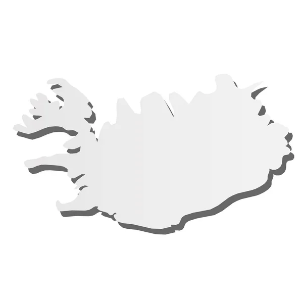 Islande - carte de silhouette grise en 3D de la région du pays avec ombre portée. Illustration vectorielle plate simple — Image vectorielle