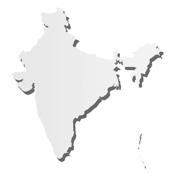 Indien - grå 3d-liknande siluettkarta över landsbygdsområden med tappade skuggor. Enkel platt vektor illustration — Stock vektor