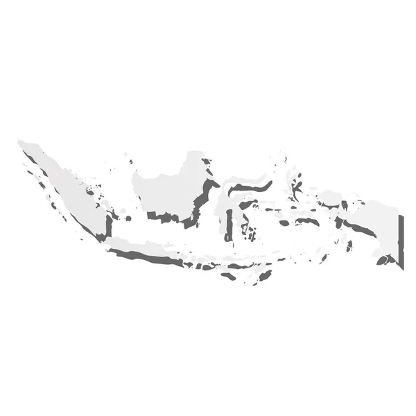 Indonésie - carte de silhouette grise en 3D de la région du pays avec ombre portée. Illustration vectorielle plate simple — Image vectorielle