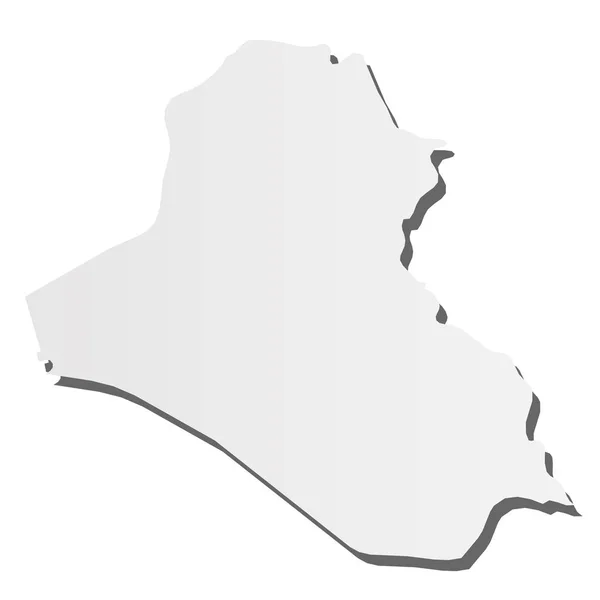 Irák - šedá 3d-like silueta mapa venkovské oblasti s padajícím stínem. Jednoduchá plochá vektorová ilustrace — Stockový vektor