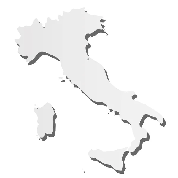 Italia - mapa de silueta gris en 3D de la zona de campo con sombra caída. Ilustración simple vector plano — Archivo Imágenes Vectoriales