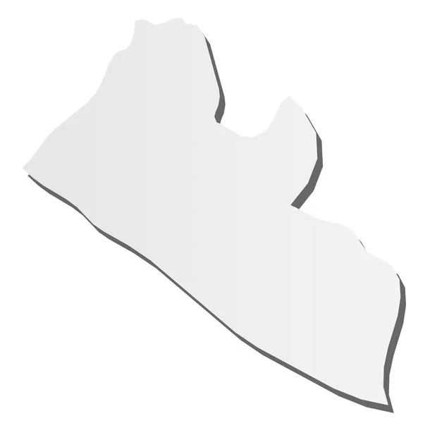 Liberia - mapa de silueta gris en 3D de la zona de campo con sombra caída. Ilustración simple vector plano — Archivo Imágenes Vectoriales