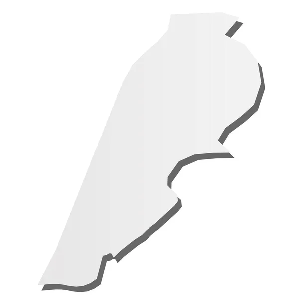Libanon - šedá 3d-like silueta mapa krajiny s vrhaným stínem. Jednoduchá plochá vektorová ilustrace — Stockový vektor