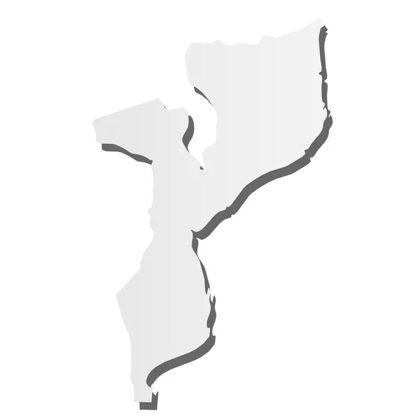 Moçambique - cinza 3d-like silhueta mapa da área do país com sombra caída. Ilustração simples do vetor plano —  Vetores de Stock
