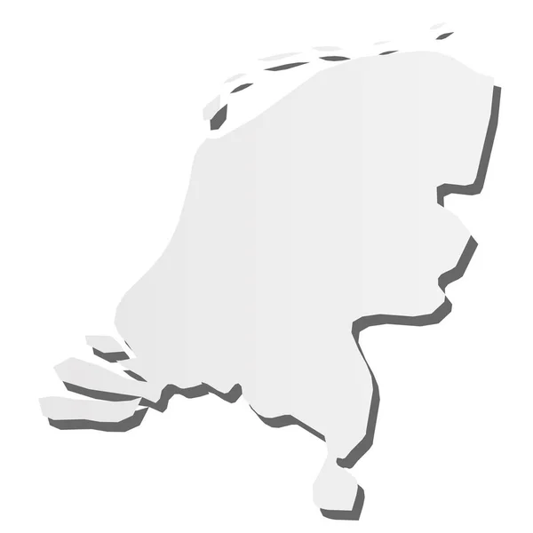 Ολλανδία, Ολλανδία - γκρι 3d-όπως ο χάρτης της περιοχής της χώρας με ρίγη σκιά. Απλή επίπεδη διανυσματική απεικόνιση — Διανυσματικό Αρχείο