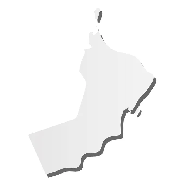 Oman - silhouette grigia 3d-like mappa della zona di campagna con ombra calata. Semplice illustrazione vettoriale piatta — Vettoriale Stock
