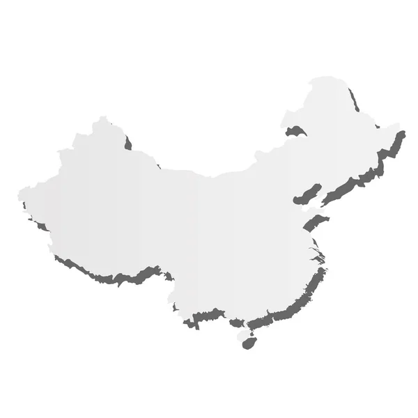 China - grey 3d-like silhouette map of country area with dropped shadow. Simple flat vector illustration — Stock Vector