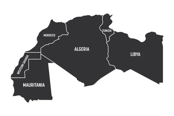 Карта стран Магриба - штатов Северо-Западной Африки. Векторная иллюстрация — стоковый вектор