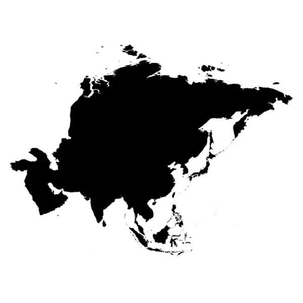 Aziatisch zwart silhouet. Contourkaart van het continent. Eenvoudige platte vector illustratie — Stockvector