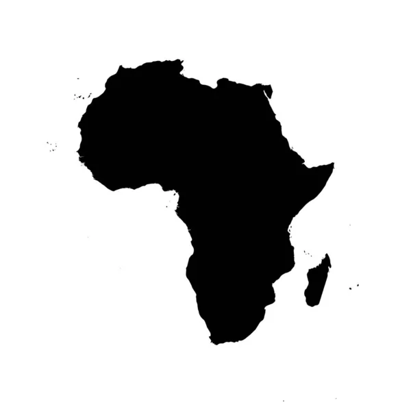 Sílhueta negra africana. Mapa de contorno do continente. Ilustração simples do vetor plano —  Vetores de Stock