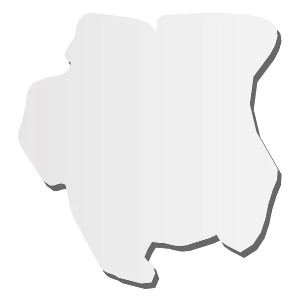 Suriname - grijze 3D-achtige silhouetkaart van landelijk gebied met schaduw. Eenvoudige platte vector illustratie — Stockvector