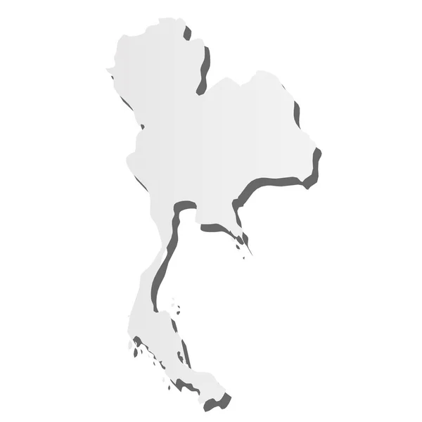 Thaïlande - gris 3d-like silhouette carte de la région du pays avec ombre portée. Illustration vectorielle plate simple — Image vectorielle