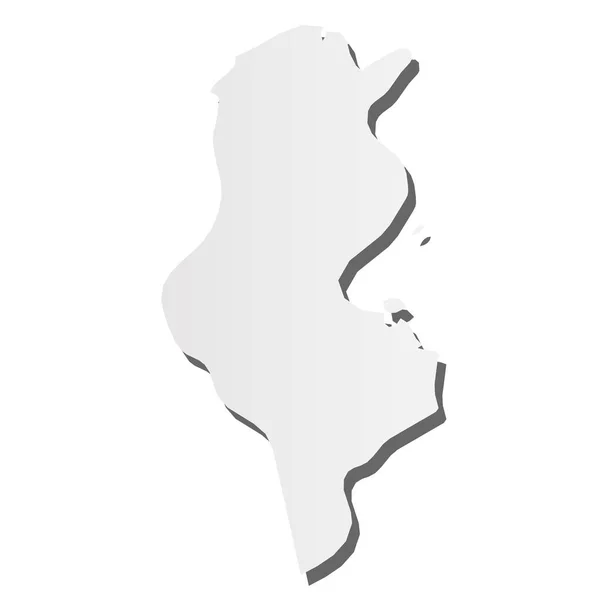 Τυνησία - γκρι 3d-όπως σιλουέτα χάρτη της περιοχής της χώρας με ρίψη σκιά. Απλή επίπεδη διανυσματική απεικόνιση — Διανυσματικό Αρχείο