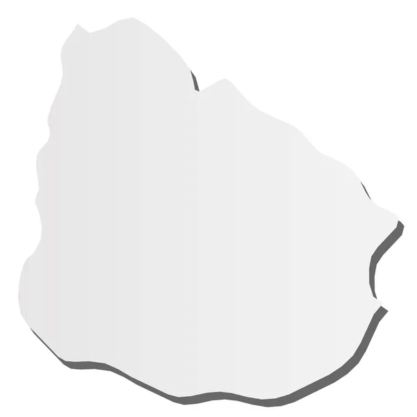 Uruguay - mapa de silueta gris en 3D de la zona de campo con sombra caída. Ilustración simple vector plano — Vector de stock